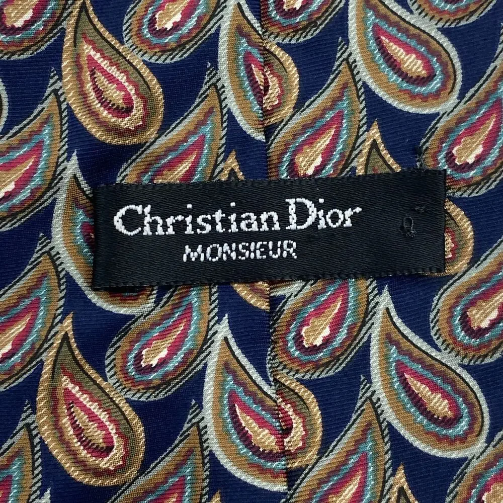 Lot of 3 CHRISTIAN DIOR MONSIEUR Silk Necktie Medallion Geometric Paisley VTG
